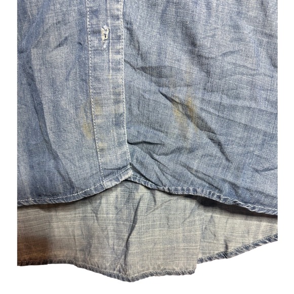 Velvet Heart Women Medium Blue Button Down Front Belted Chambray Shirt Dress - Picture 10 of 12